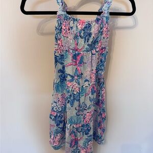 Sleeveless Sea Life Print Sundress in Blue & Pink Lilly Pulitzer